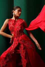 Crimson Draped Saree